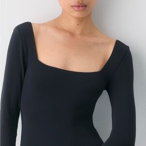 Aritzia Black Square Neck Bodysuit